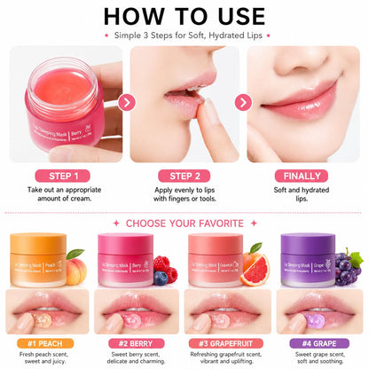 Lip Sleeping Mask, Long-Lasting Night Care Lip Balm for Dry Chapped Lips, Moisturizing & Repairing Lip Mask with Shea Butter, Deep Hydration Nourishing Lip Skin Care, 20G (03# Grapefruit)