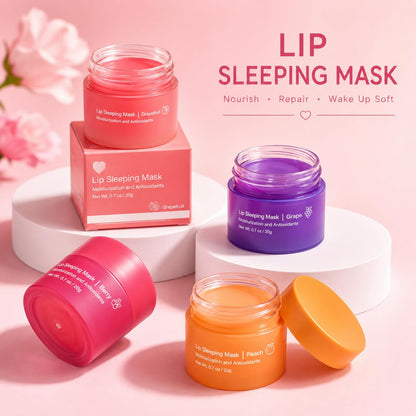 Lip Sleeping Mask, Long-Lasting Night Care Lip Balm for Dry Chapped Lips, Moisturizing & Repairing Lip Mask with Shea Butter, Deep Hydration Nourishing Lip Skin Care, 20G (03# Grapefruit)