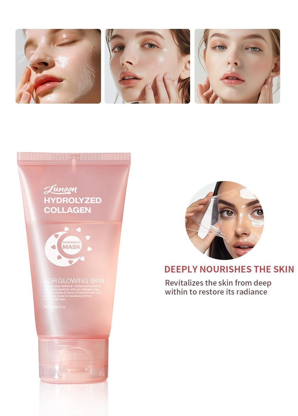 Collagen Night Wrapping Mask, Tightens Skin and Reduces Sagging Overnight Hydration Collagen Face Mask.